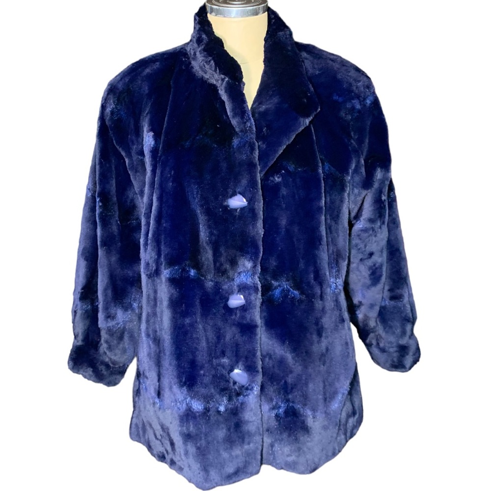 Plush Navy  Rabbit Fur Bomber Jacket - Unbranded